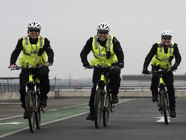 Airport officers on bikes